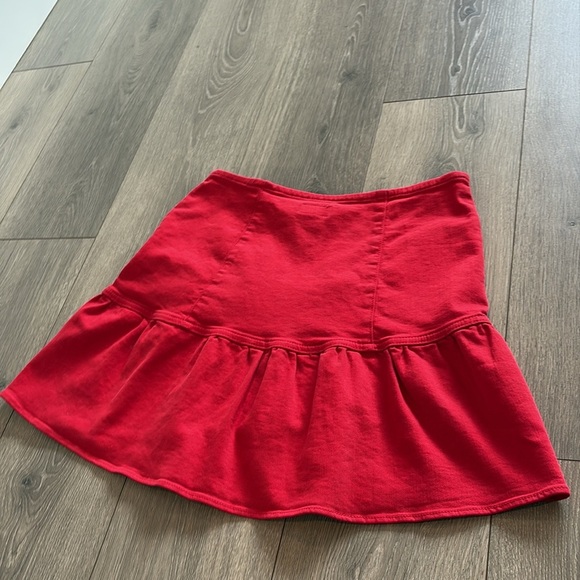 MOTHER The Minx Mini Denim Skirt In Red Ribbon Size 29 - Picture 13 of 14